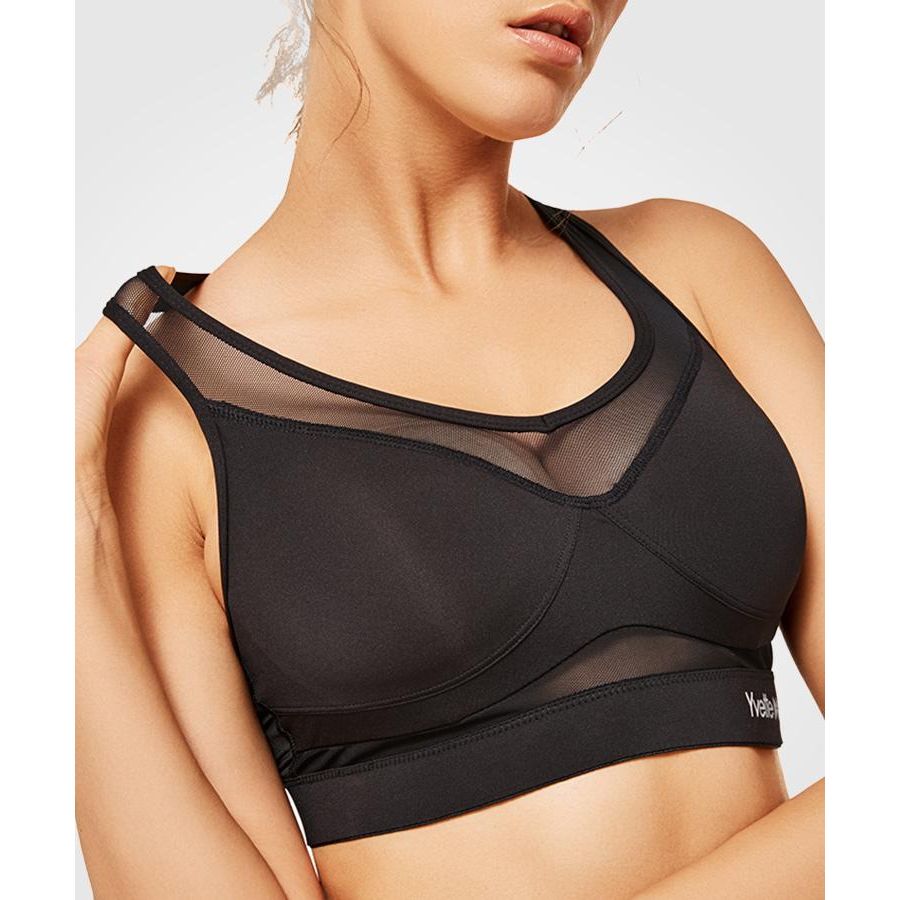 Yvette Shift Racerback Mesh - Maat XXL Gewatteerde Sportbeha - Ultiem Comfort voor High-Impact Sporten - Ademend, Warmteafvoerend & Zweetwerend - Speciaal Ontworpen voor Wandelen, Hardlopen en Workouts