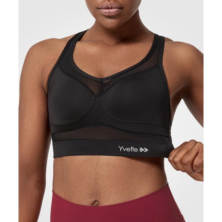 Yvette Shift Racerback Mesh - Maat XXL Gewatteerde Sportbeha - Ultiem Comfort voor High-Impact Sporten - Ademend, Warmteafvoerend & Zweetwerend - Speciaal Ontworpen voor Wandelen, Hardlopen en Workouts
