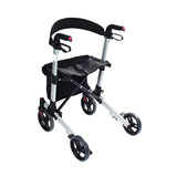 Lichtgewicht Rollator met Zitting – RIDDER Rollator Premium – Opvouwbaar Aluminium Looprek – 4 Wielen – In Hoogte Verstelbaar – Inclusief Rugsteun, Mandje en Remmen – Zilver/Zwart – Ca. 65 x 72 x 84-96 cm