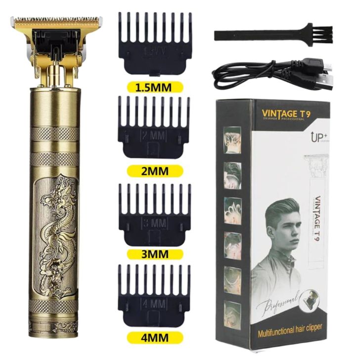 T9 - Luxe Tondeuse met LCD Display - Inclusief 4 Opzetkammen - USB Opaadbaar - Professionele Trimmer - Scheerapparaat - Baardtrimmer - Precisietrimmer- Draadloos - USB Opladen - Haarstyling – Goud