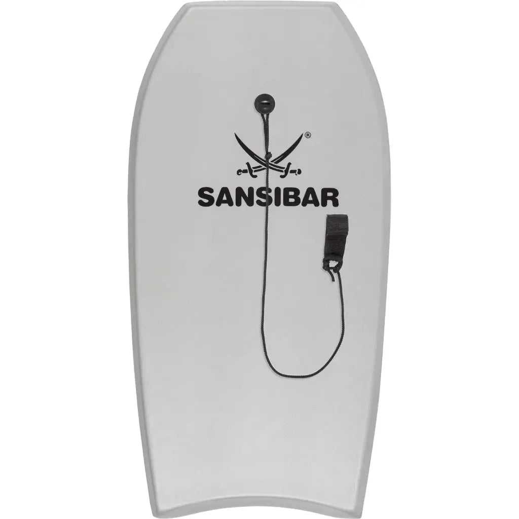 Sansibar Bodyboard - 100x49x5 cm - Lichtgrijs - Instapmodel voor Beginners - Met Leash & EPS-Schuimkern - Max. 85 kg
