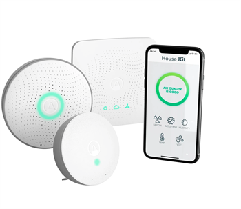 Airthings House Kit Luchtkwaliteitsmeter - Slimme Air Quality Monitor met Radon CO2 Fijnstof Vochtigheid en Temperatuur Sensor - Smart Home Luchtmeter voor Binnenlucht en Ventilatie Monitoring