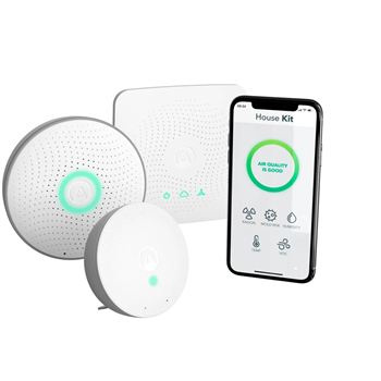 Airthings House Kit Luchtkwaliteitsmeter - Slimme Air Quality Monitor met Radon CO2 Fijnstof Vochtigheid en Temperatuur Sensor - Smart Home Luchtmeter voor Binnenlucht en Ventilatie Monitoring