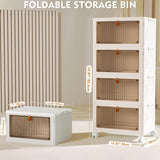 4-Laags - Stapelbare Opbergboxen met Deksel en Wielen - 92 Liter - Kunststof Opbergbakken - Vouwbare Opbergcontainers - Organizer voor Woonkamer - Slaapkamer - Kantoor - Keuken - 39 x 28 x 21 cm per Box