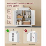 VASAGLE Wastafelonderkast Met 2 Deuren – Badkamerkast 70 x 70 x 40 cm – Opbergkast Met Verstelbaar Legplankje En Sifonuitsparing 19,5 x 15 cm – MDF – Wolkenwit – Moderne Onderkast Voor Wastafel Of Wasruimte