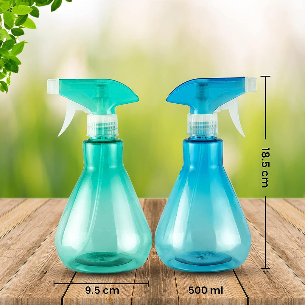 2 Stuks - Multifunctionele Sprayflessen - 500ml - Geschikt Voor Tuinieren, Kappers & Reiniging - Verstelbare Nevelstraal - Duurzaam - Lekvrij - Blauw & Groen
