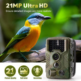 Coolife Wildcamera Fotoval 21MP 1080P HD - Buiten Camera - Nachtzicht Bewegingsmelder - IP67 Waterdicht en Stofdicht - 3-Zone Infraroodsensor - 125° Groothoek - Inclusief 32G Geheugenkaart