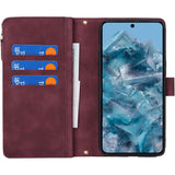 Google Pixel 8 Pro Hoesje met Riem - Flip Lederen Portemonnee Mobiele Telefoon Case - [Met 9 Kaartsleuven] [Magnetische Sluiting] - Mobiele Telefoonketting Beschermende Flip Hoes - Beschermende Mobiele Telefoon Hoes voor Google Pixel 8