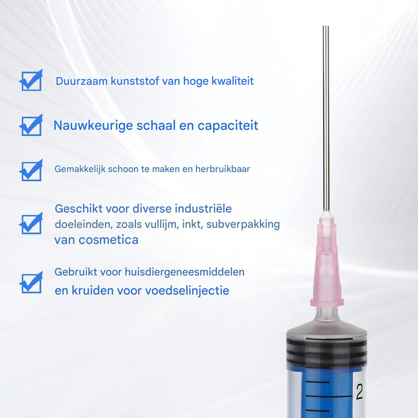 5 Stuks - 10 ml Spuitset met Stompe Naalden - Herbruikbare Kunststof Doseerspuiten - Inclusief Luchtdichte Doppen - Voor Hobby, Doe-Het-Zelf, Huisdierverzorging en Cosmetica