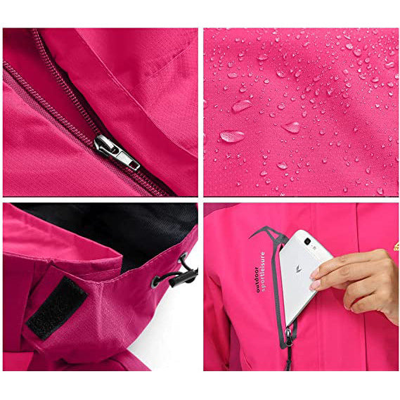 Outdoor - Waterdichte & Winddichte Jas - Trekking Jacket - Perfect voor Wandelen, Klimmen, Trekken - Ademend - Lichtgewicht - Verstelbare Softshell Windbreaker Jas - Dames - Maat S - Roze