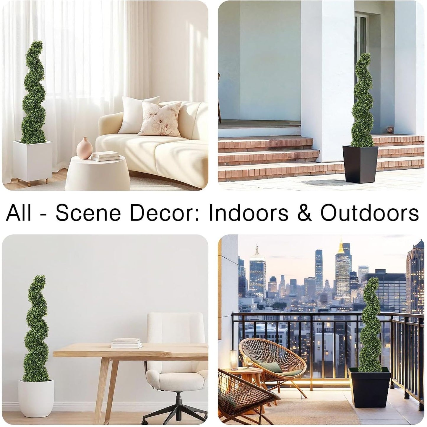 2 Stuks – Kunstplanten Spiraalvorm – 120 cm Nep Buxus Bomen voor Buiten – Kunstmatige Buxus Topiary Set – Twisted Boom voor Tuin Terras Voordeur Balkon – Weerbestendige Decoratieve Buxusplanten – Onderhoudsvrij en UV-Bestendig Groendecor
