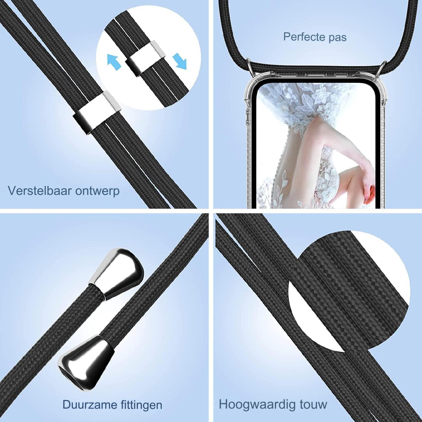 Mobiele Telefoon Hoes Met Koord - Geschikt voor Xiaomi Redmi Note 12 4G, Hoesje met Riem, Transparante Siliconen Telefoonhoes voor Redmi Note 12 4G, Crossbody Beschermhoes met Ketting, TPU Schokbestendige Cover