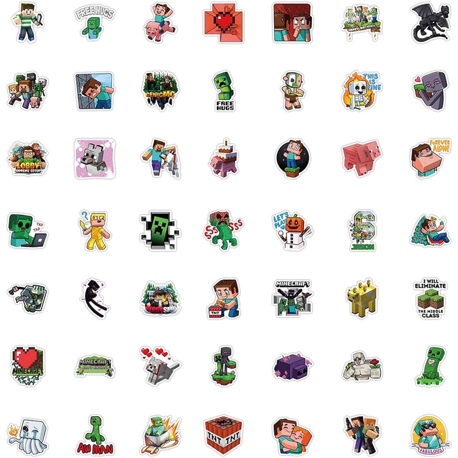 Minecraft Stickerset – 100 Stuks – Waterproof Stickers – Voor Laptop, Skateboard, Gitaar, Koffer, Waterfles en Telefoon – Geschikt Voor Kinderen en Fans van Videogames
