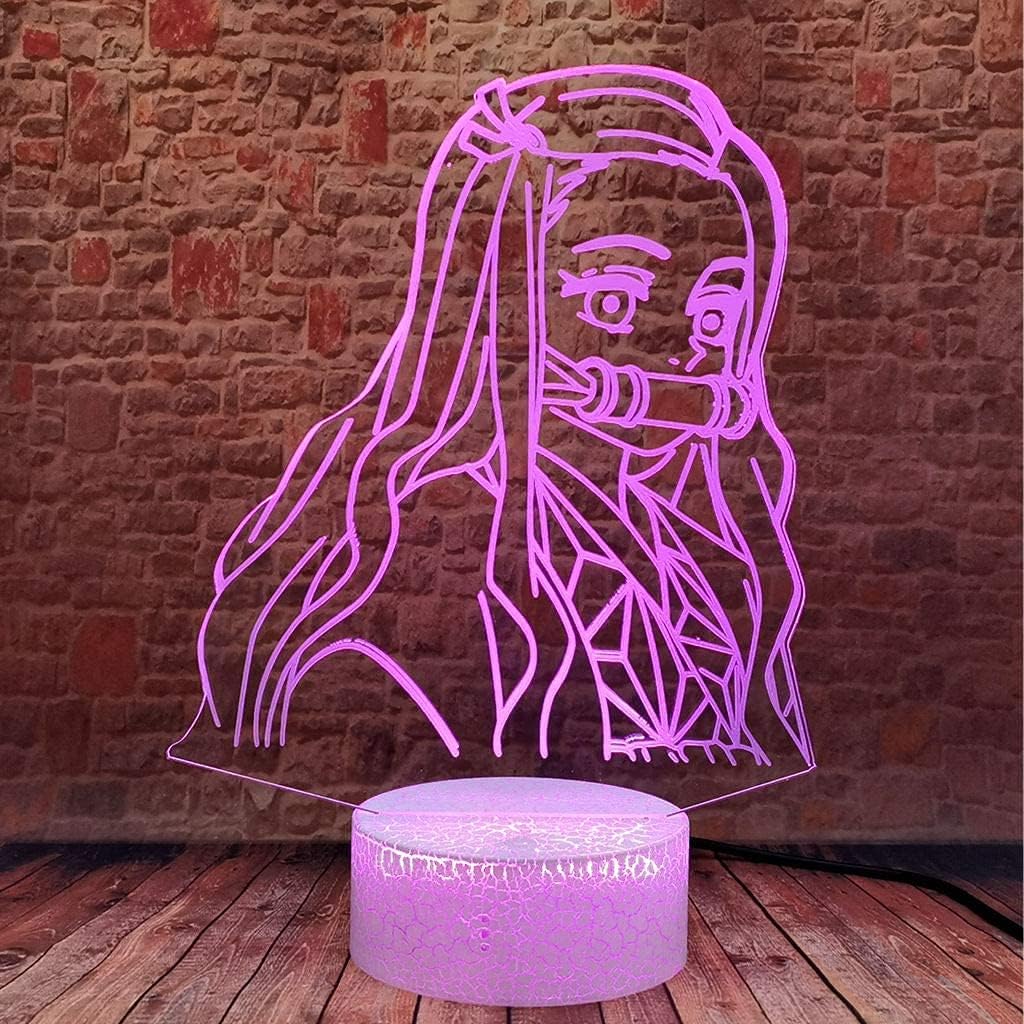 3D Demon Slayer Nezeko Nachtlampje - LED Anime Lamp - Kleurrijke Verlichting - Met Afstandsbediening - Decoratieve Sfeerlamp - Nachtverlichting - Voor Kinderslaapkamer - Tafelverlichting - Veelzijdig en Duurzaam