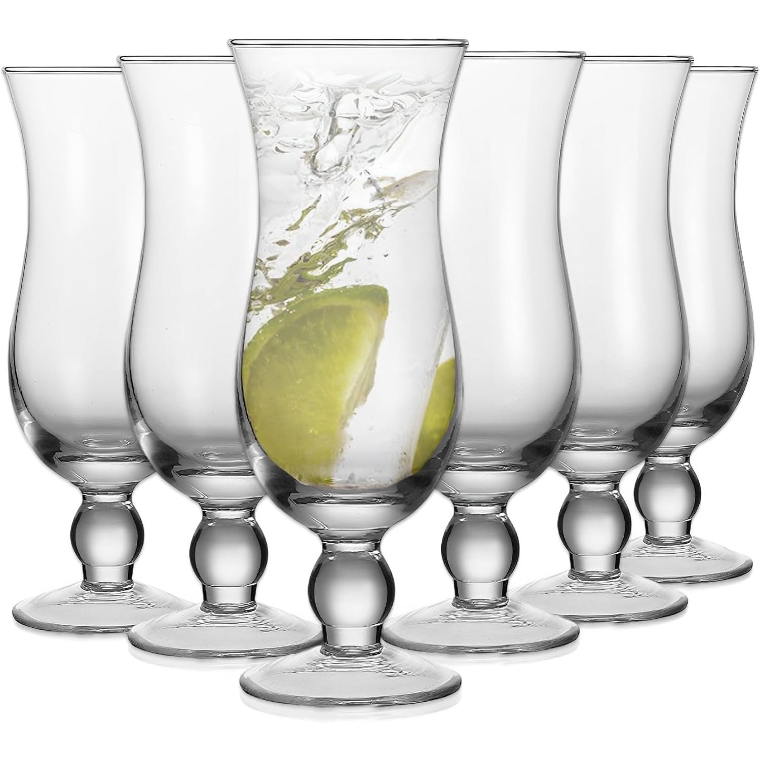 Set van 6 Pina Colada Cocktailglazen – Elegante Hurricane Glazen van 400 ml – Stevig Glas voor Tropische Dranken, Milkshakes, Daiquiri’s & Margaritas – Perfect voor Feestjes, Bars en Restaurants