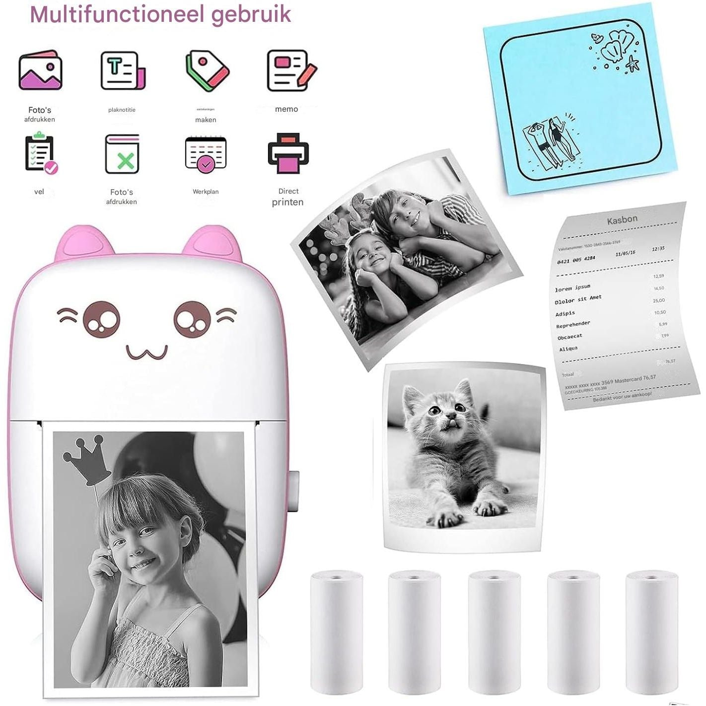 5 Rollen Thermisch Printerpapier Zonder Inkt – Supfoto 57 mm x 20 mm Rol – Zelfklevend en Gewoon Papier voor Mini Bluetooth Printers, Stickers, Bonnen, Foto’s, Notities en Dagboek – BPA-vrij, Waterdicht en Krasbestendig Printpapier