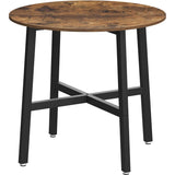 Ronde Eettafel Ø80 cm – Industriële Keukentafel Voor Woonkamer Of Kantoor – Rustiek Bruin Tafelblad En Zwart Stalen Frame – VASAGLE Stijlvolle Ronde Tafel – Stevige Eettafel Voor 2–4 Personen – 80 x 75 cm