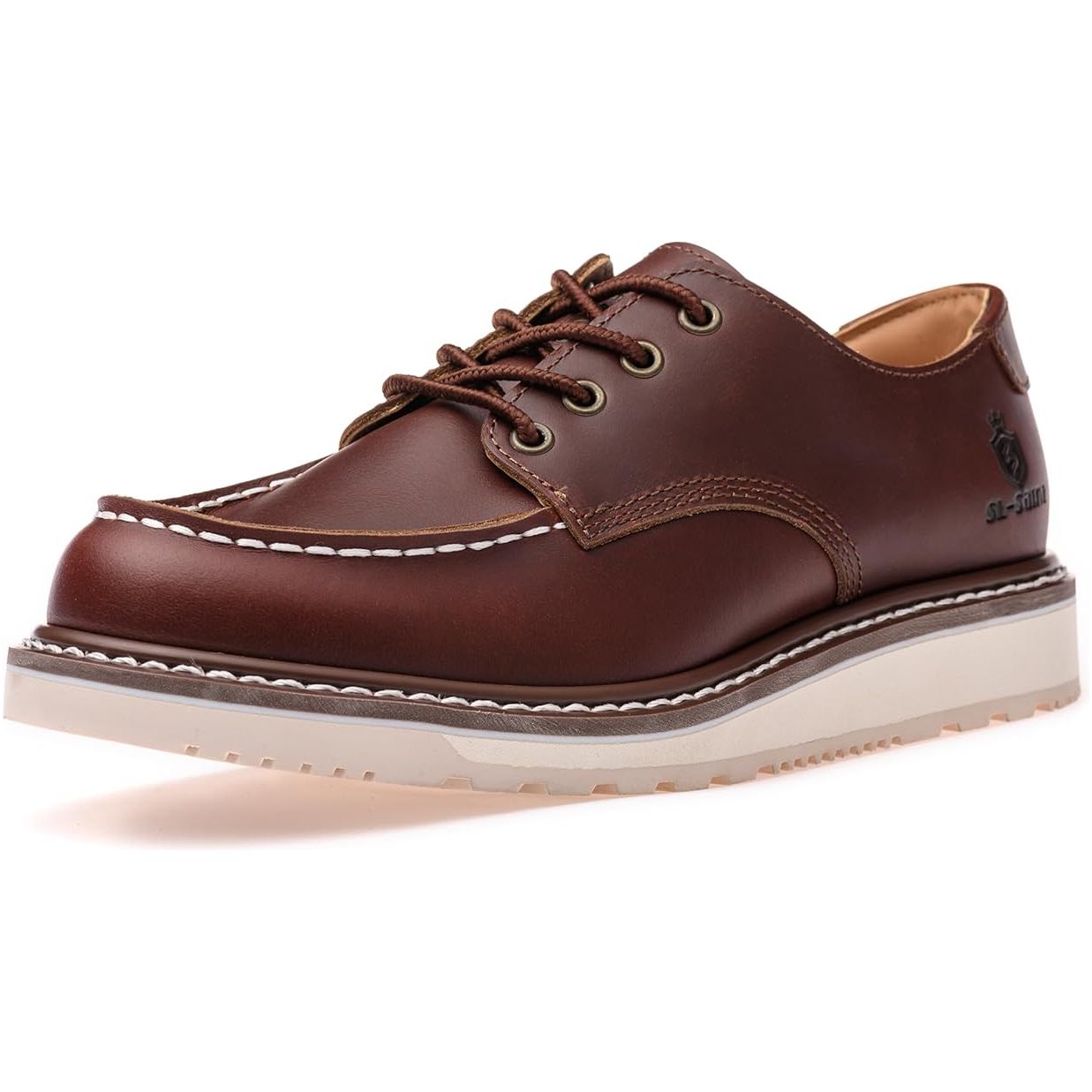 LS-Saint Moc Toe Boots - Maat 43 - Handgemaakte Goodyear Welted Schoenen - Italiaanse Runderhuid - Waterdicht en Ademend - Antislip Rubberen Zool - Stijlvolle Veterlaarzen