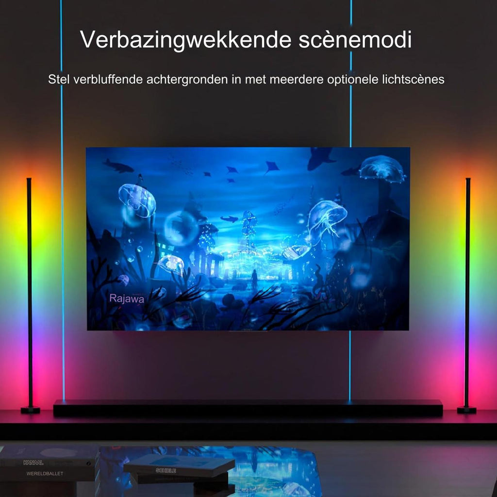 1.4M - Smart LED Vloerlamp - Met App / Afstands- Bediening - Gaming RGB Lamp - Sfeerverlichting voor Elke Stemming & Activiteit - Synchroniseer met Muziek - Instelbare Helderheid - 300+ Modi en Miljoenen Kleuren - IR Afstandsbediening - 1.4 Meter