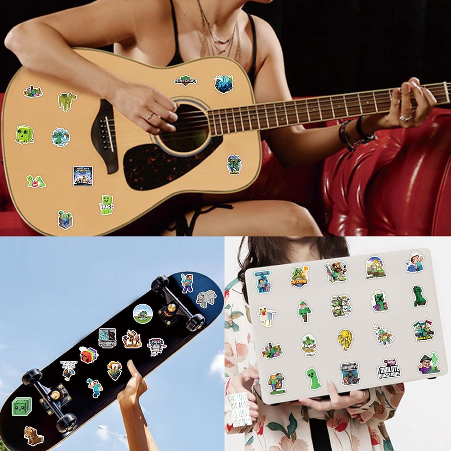 Minecraft Stickerset – 100 Stuks – Waterproof Stickers – Voor Laptop, Skateboard, Gitaar, Koffer, Waterfles en Telefoon – Geschikt Voor Kinderen en Fans van Videogames