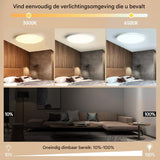 Backlit LED Plafondlamp - 24W - 2800LM - Dimbaar met Afstandsbediening - 3000K-6500K Instelbare Kleurtemperatuur - IP54 Waterdicht - Ultradun Ontwerp - Voor Slaapkamer, Badkamer &amp; Keuken