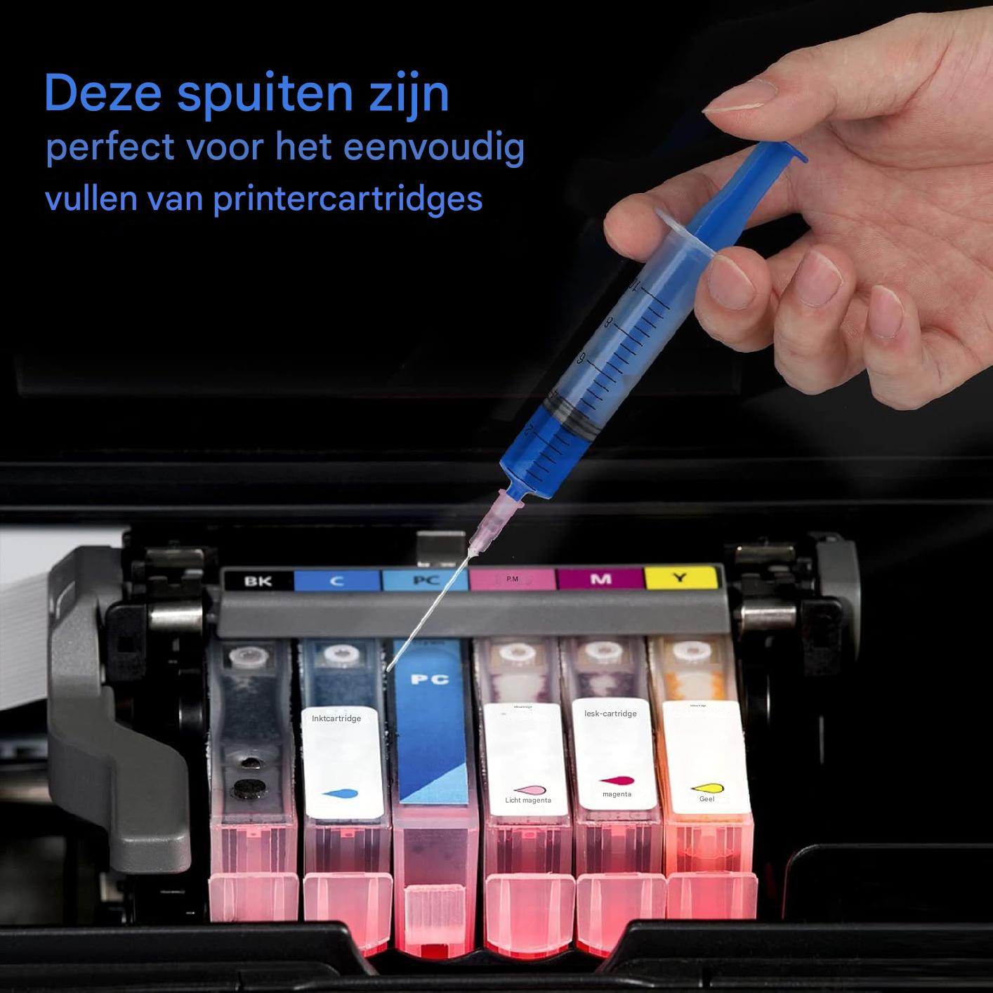 5 Stuks - 10 ml Spuitset met Stompe Naalden - Herbruikbare Kunststof Doseerspuiten - Inclusief Luchtdichte Doppen - Voor Hobby, Doe-Het-Zelf, Huisdierverzorging en Cosmetica