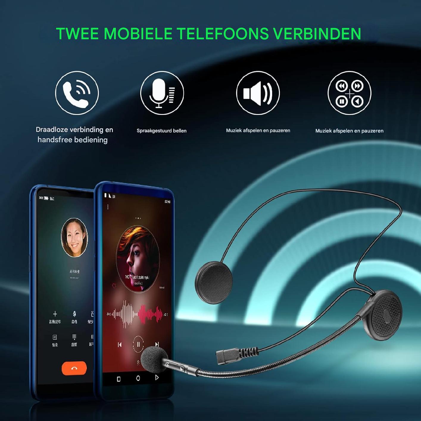 FreedConn Bluetooth Motorhelm Headset – Waterdichte Oortelefoons met Luidsprekers – Handsfree Muziek en Oproepbediening – 70 Uur Standby – 7 Uur Speeltijd – CVC Ruisonderdrukking