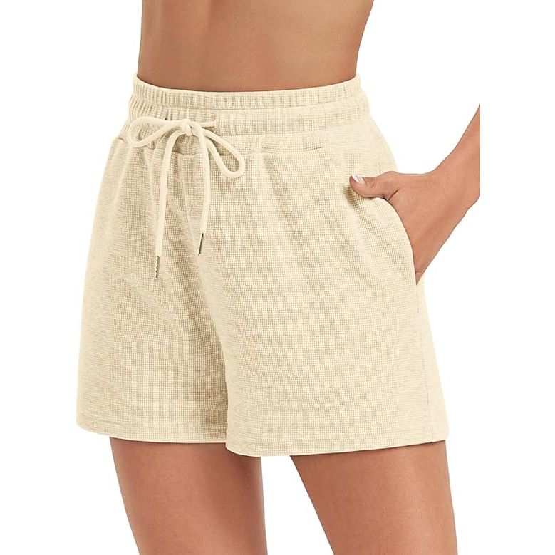 Dames Shorts Comfortabel en Los Model - Gemaakt van Zacht Wafel Katoen - Perfect voor Zomer en Herfst - Casual Lounge Broek met Trekkoord voor Optimale Pasvorm - Modieuze Keuze voor Dagelijks Gebruik