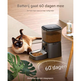 Oneisall Automatische Kattenvoerbak 3.5L - WiFi Slimme Kattenvoerdispenser - App-Control Voor 1-12 Maaltijden per Dag - Met RVS Voerbak - Dubbele Voeding - Energiebesparend [Klasse A++]