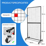 Gridwall Display Rek – 91 x 183 cm | Zwart Metalen Rasterrek met Wielen, T-Vormige Bodem en Stevig Frame | Ideaal voor Beurzen, Winkels & Kunstexposities – Gewicht: 8 kg (18 lbs)