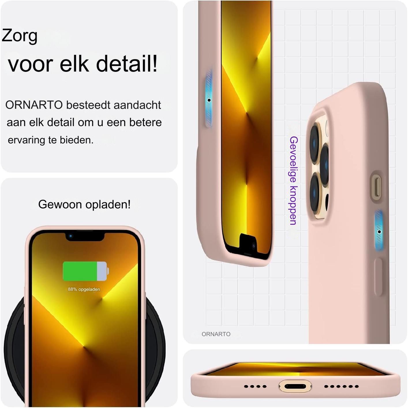 Zand Roze Liquid Siliconen Beschermhoes voor iPhone 13 Pro Max - Compatibel met Silicone Case iPhone 13 Pro Max 6.7, Super Slank Volledige Bescherming Vloeibare Siliconen Telefoonhoes, Bescherming voor iPhone 13 Pro Max, 6.7 inch