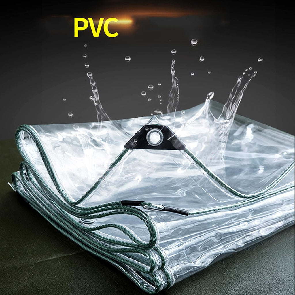 Transparant PVC Zeildoek - Waterdicht & UV-Bestendig - Voor Tuin, Terras & Buiten - Duurzaam Oliedoek met Oogjes - Ideaal voor Tuinmeubilair, BBQ & Plantendak Bescherming - 3X4m