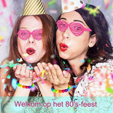 80s Verkleedkostuum Voor Vrouwen - Neon Accessoires Set Uit De Jaren 80 - Regenboog Tutu Rok, Beenwarmers, Handschoenen, Bril, Oorbellen, Armband, Ketting - Retro Party Kostuum - Dansoutfit Volwassenen - Halloween/ Feest - Pull On Sluiting