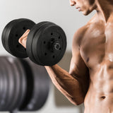 Verstelbare Dumbbell Set - 15kg - Thuis Fitness - Met 4 Spinlock Sluitingen - Inclusief 2 Dumbbell Bars - Kunststof &amp; Cement Gewichten - Voor Vrouwen &amp; Mannen