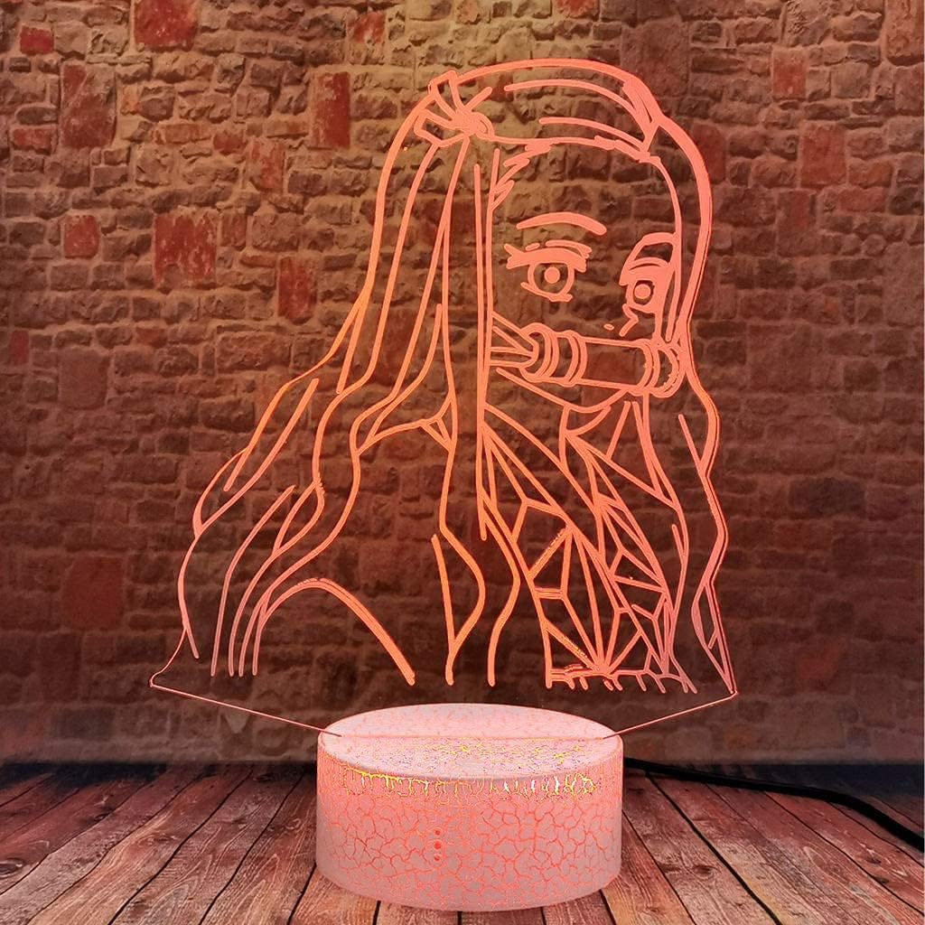 3D Demon Slayer Nezeko Nachtlampje - LED Anime Lamp - Kleurrijke Verlichting - Met Afstandsbediening - Decoratieve Sfeerlamp - Nachtverlichting - Voor Kinderslaapkamer - Tafelverlichting - Veelzijdig en Duurzaam