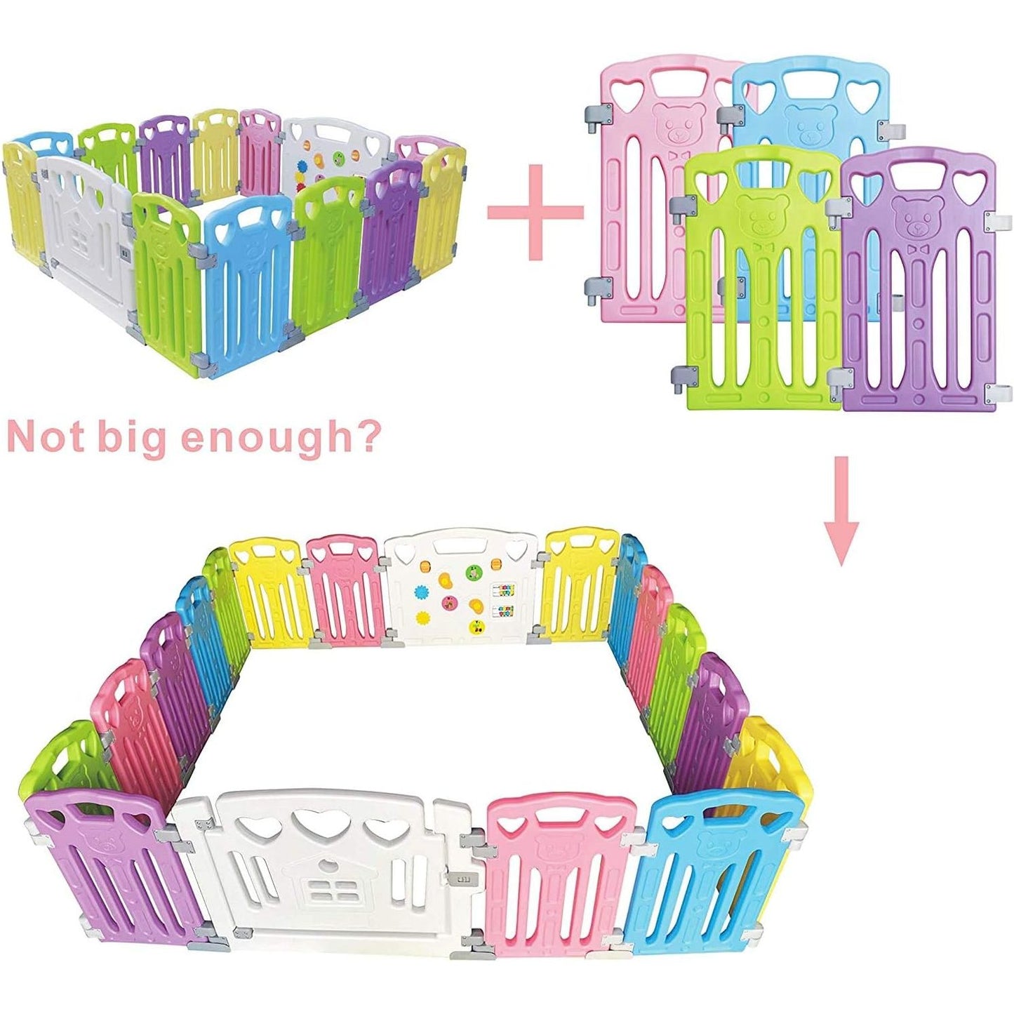 4 Stuks – Extra Panelen Voor Babybox – Model PLP-14WL004 – Uitbreidingsset Voor Gupamiga Babybox – Gekleurde Panelen Voor Kinderbox – Veiligheidshekje – Losse Kunststof Elementen – 40 x 60 cm Panelen Voor Speelruimte