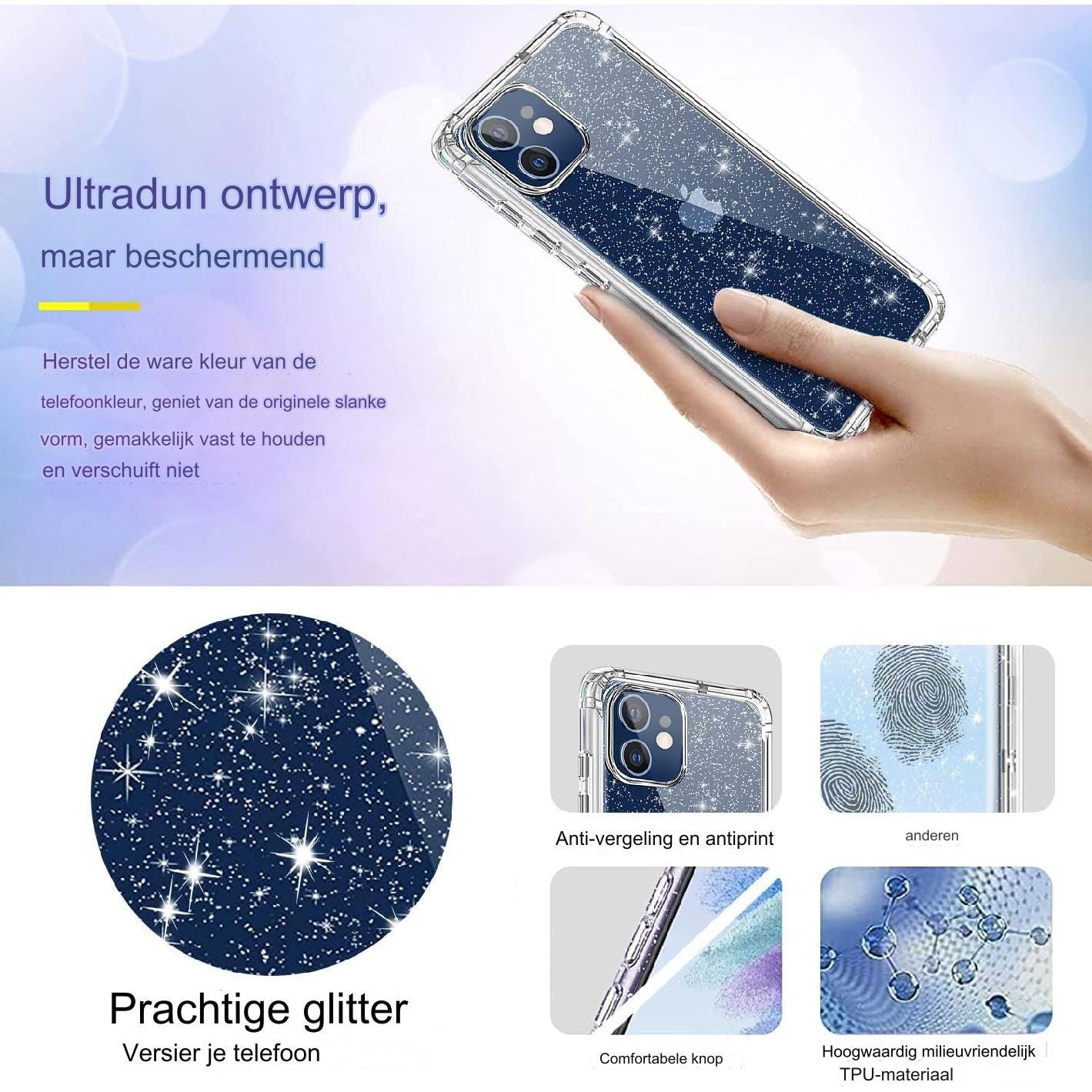 Schitterende Mobiele Telefoon Ketting voor iPhone 11 Pro Max Hoesje - Mobiel Hoesje met Bandje voor iPhone 11 Pro max Ingebouwde Schermbeschermer - 360 Graden Siliconen Schokbestendige Bescherming