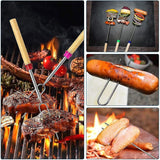 8 Delig - XXL Uitschuifbare BBQ Spiesjes - Roestvrijstalen Braadstaafjes voor Vuur en Grill - Verstelbare Marshmallow Roosterstokken - Hotdog Vorken - Set van 8
