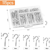 115 Stuks - Schroefhaken in Verschillende Maten - Geschikt Voor Binnen en Buiten - Voor Theekopjes, Planten, Vogelhuisjes en Decoraties - Gemaakt van Duurzaam Koolstofstaal - Eenvoudig te Installeren