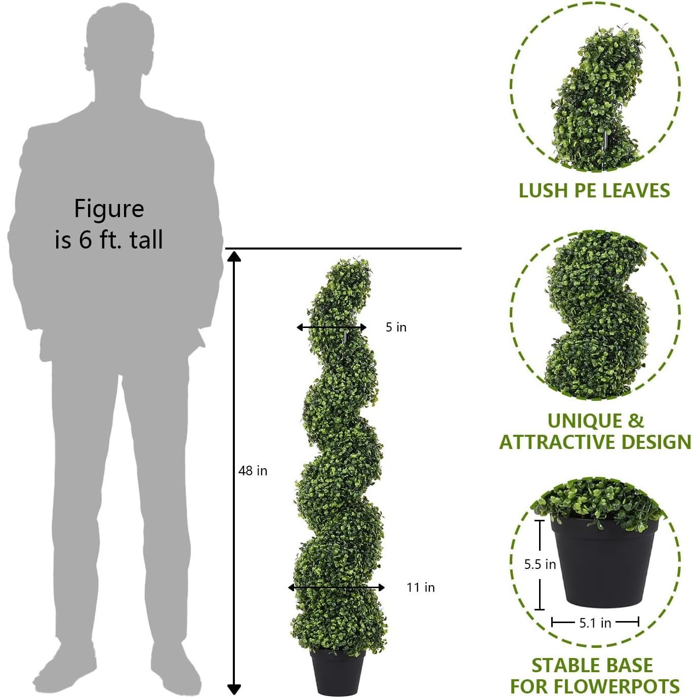 2 Stuks – Kunstplanten Spiraalvorm – 120 cm Nep Buxus Bomen voor Buiten – Kunstmatige Buxus Topiary Set – Twisted Boom voor Tuin Terras Voordeur Balkon – Weerbestendige Decoratieve Buxusplanten – Onderhoudsvrij en UV-Bestendig Groendecor