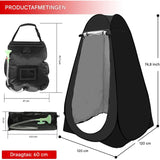 Pop-Up Douchetent met 5 Gallon Solar Shower Bag – 2-Delige Privacy Tent Set voor Camping &amp; Strand – Opvouwbare Draagbare Toilet- en Ombkledtent – Waterdicht, UV-Bescherming &amp; Ventilatie – Inclusief Draagtas – Zwart