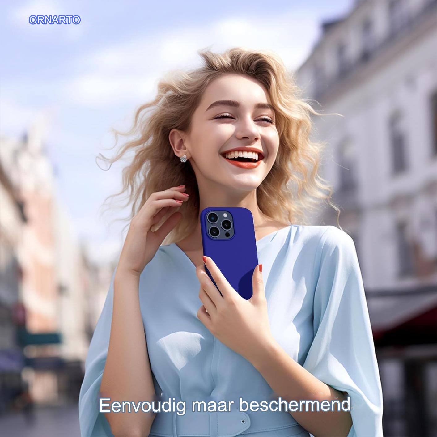 iPhone 15 Hoesje 6.1 inch - Slank Vloeibaar Siliconen Hoesje met 3 Lagen Volledige Bescherming - Zachte Gelrubberen 15 iPhone Hoesje Cover 6.1 inch - Klein Blauw - Compatibel met iPhone 15