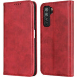 Huawei P40 Lite 5G - Premium Flip Wallet Leren Hoesje [3 Kaartsleuven] [Standaardfunctie] [Magnetische Sluiting] - Hoes voor Huawei P40 Lite 5G - Rood - Beschermende Cover - Luxe Design - Duurzaam Materiaal - Handige Functionaliteiten