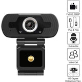 Rocketshop Webcam met Microfoon - 1080P HD Streaming Webcam - Plug and Play - Groothoek USB Camera - Compatibel met PC, Laptop, Desktop, Mac, Skype, YouTube, Zoom & Facetime