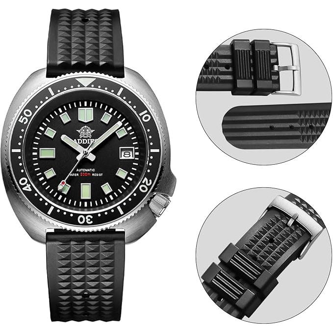 ADDIESDIVE Rubberen Horlogeband 20mm - Waterbestendig en Duurzaam - Geschikt voor Duikhorloges en Smartwatches met Snelle Verwisselbare Veerstangen