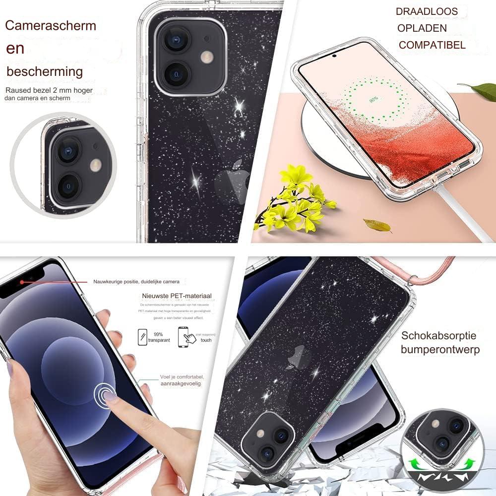 Schitterende Mobiele Telefoon Ketting voor iPhone 11 Pro Max Hoesje - Mobiel Hoesje met Bandje voor iPhone 11 Pro max Ingebouwde Schermbeschermer - 360 Graden Siliconen Schokbestendige Bescherming