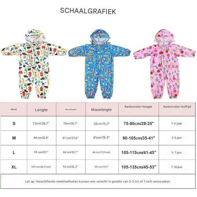 Kinderen Regenjas - Jongens / Meisjes - Regenkleding met Capuchon - Lichtgewicht en Ademend Regenpak - Waterdicht PVC - Cartoon Ontwerp - Transparante Hoed Rand - Geschikt voor Kinderen 1-7 Jaar - Unisex Regenjas - Alle Seizoenen - Draagbaar / Opvouwbaar