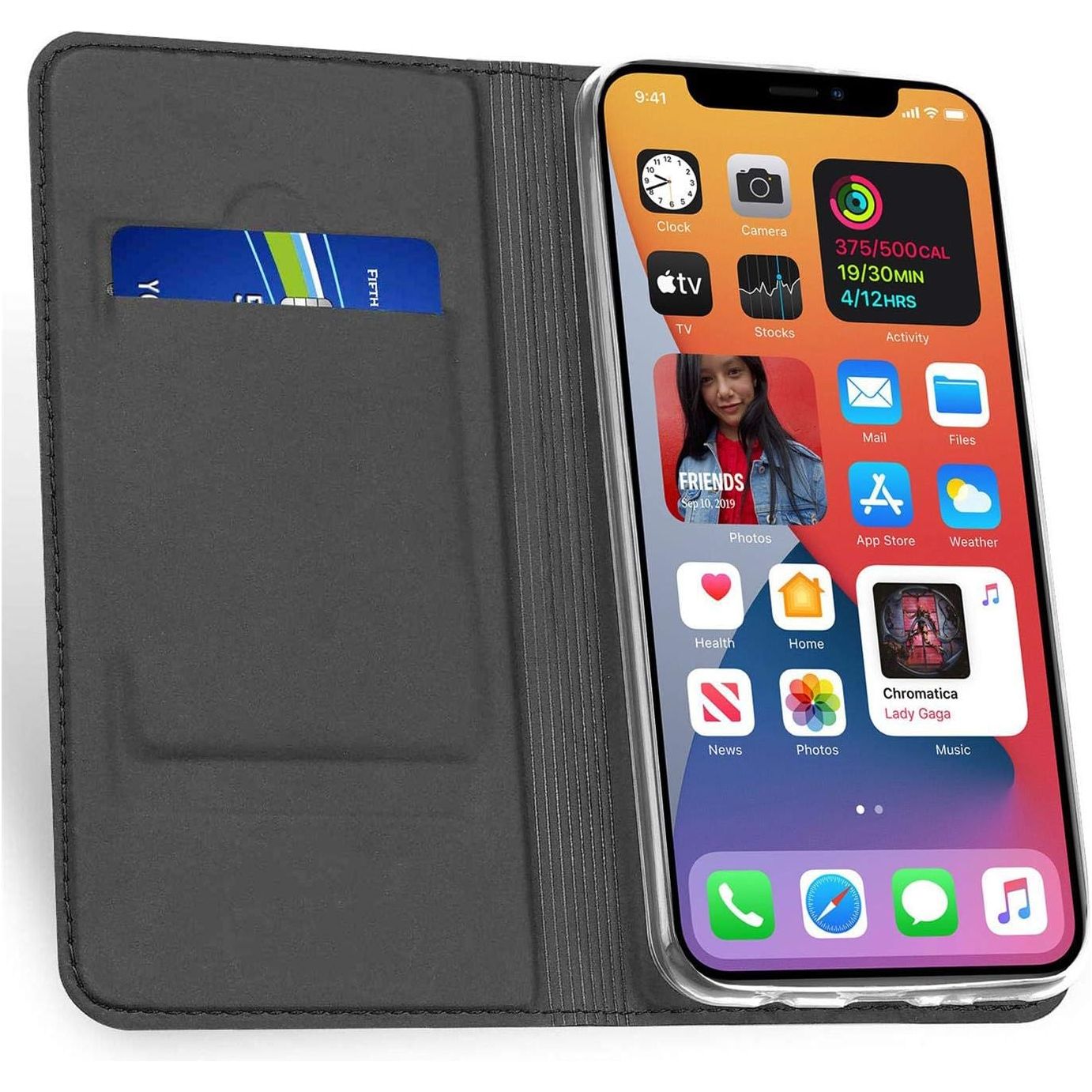 iPhone 13 Pro Max Slanke Boekhoes Zwart Wallet Case - Dunne Telefoonhoes met Kaartsleuven - Luxe Bescherming - Modieus Design - Bescherm uw telefoon in stijl met deze slanke zwarte boekhoes met handige kaartsleuven voor een praktische en modieuze ervaring