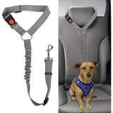 1 Stuk - Verstelbare Hoofdsteun Honden Autogordel - Elastische Autoveiligheidsgordel Voor Honden en Katten - Sterke Nylon Bungee Buffer Hondentuigje - Grijs - Geschikt Voor Kleine, Middelgrote en Grote Huisdieren - Veilig Reizen Met Huisdieren