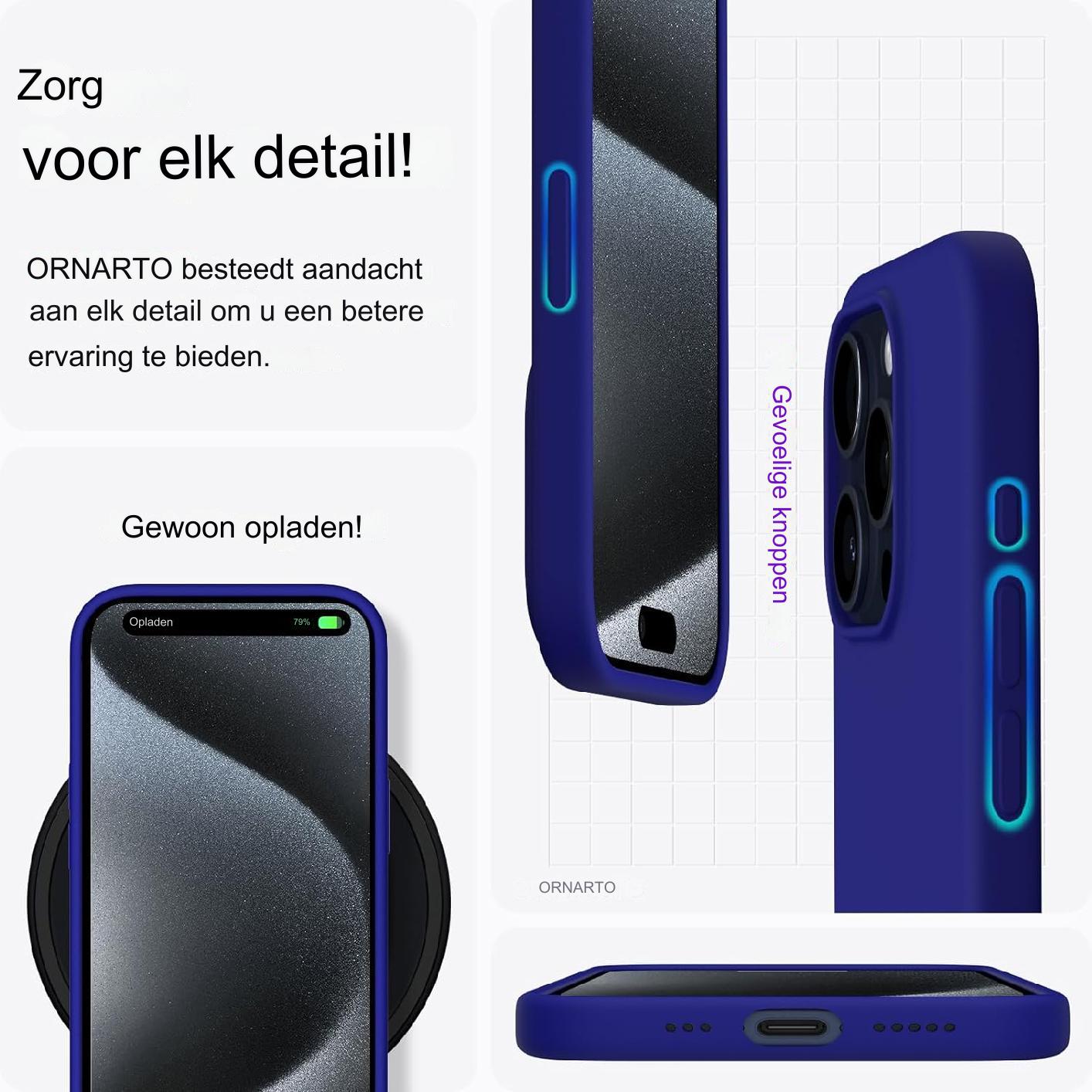 iPhone 15 Hoesje 6.1 inch - Slank Vloeibaar Siliconen Hoesje met 3 Lagen Volledige Bescherming - Zachte Gelrubberen 15 iPhone Hoesje Cover 6.1 inch - Klein Blauw - Compatibel met iPhone 15